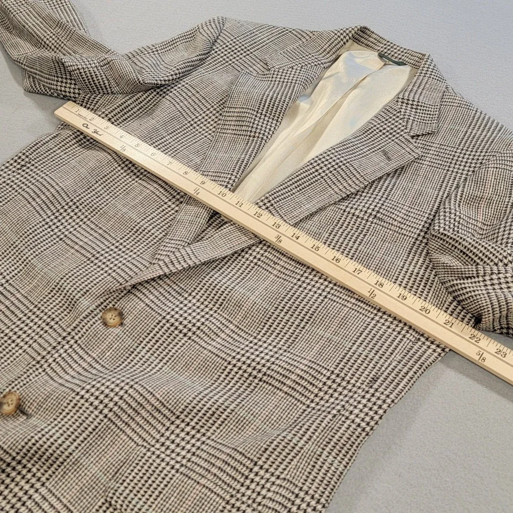 Vintage Granger Owings Blazer 42XL Gray Black Plaid Wool Sport Coat USA‎ Classic